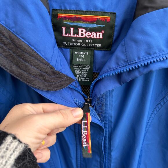 Vintage LL Bean Extreme Wet Weather Blue Shell Jacket Size Womens Small - Picture 3 of 5